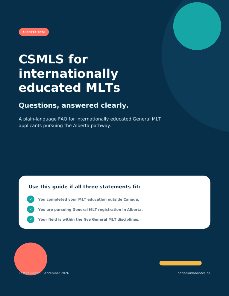Alberta CSMLS International Applicant FAQ cover